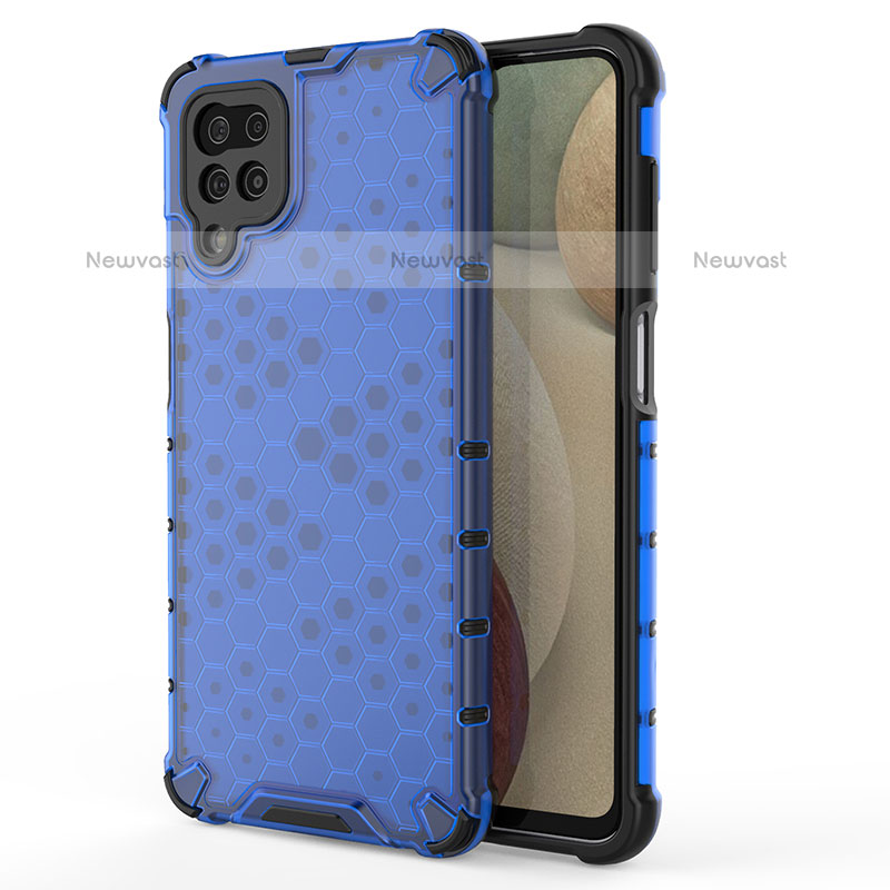 Silicone Transparent Frame Case Cover 360 Degrees AM1 for Samsung Galaxy A12 Blue