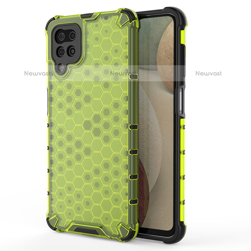 Silicone Transparent Frame Case Cover 360 Degrees AM1 for Samsung Galaxy A12 Green