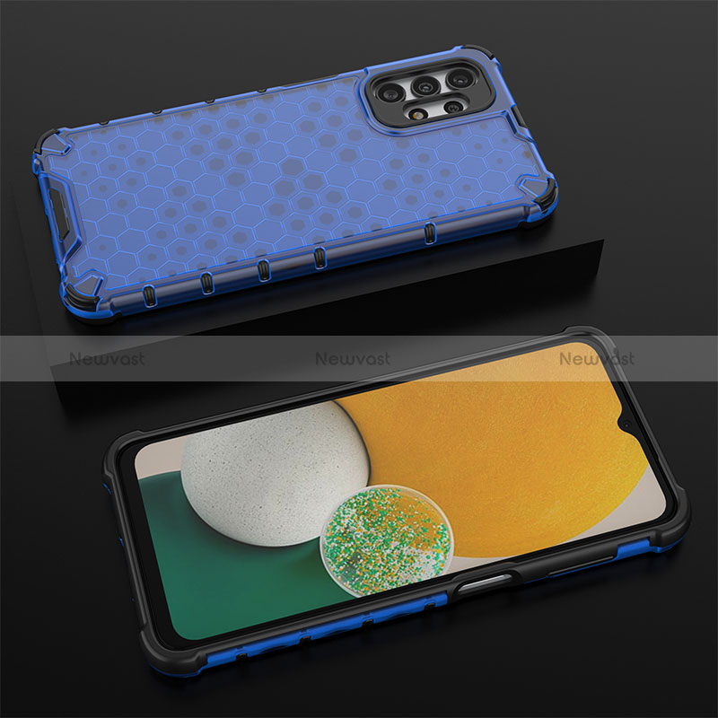 Silicone Transparent Frame Case Cover 360 Degrees AM1 for Samsung Galaxy A13 4G Blue