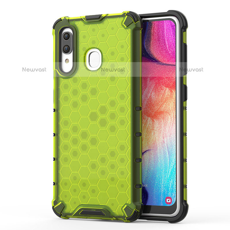 Silicone Transparent Frame Case Cover 360 Degrees AM1 for Samsung Galaxy A20 Green