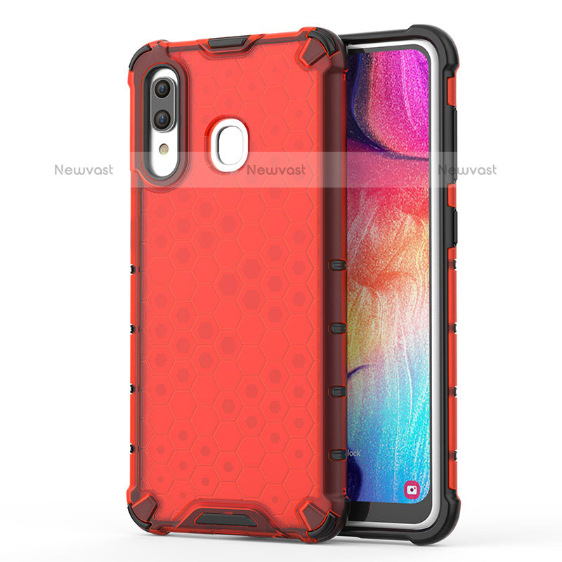 Silicone Transparent Frame Case Cover 360 Degrees AM1 for Samsung Galaxy A20 Red