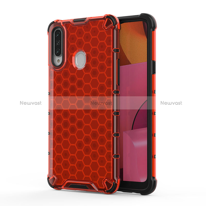 Silicone Transparent Frame Case Cover 360 Degrees AM1 for Samsung Galaxy A20s Red