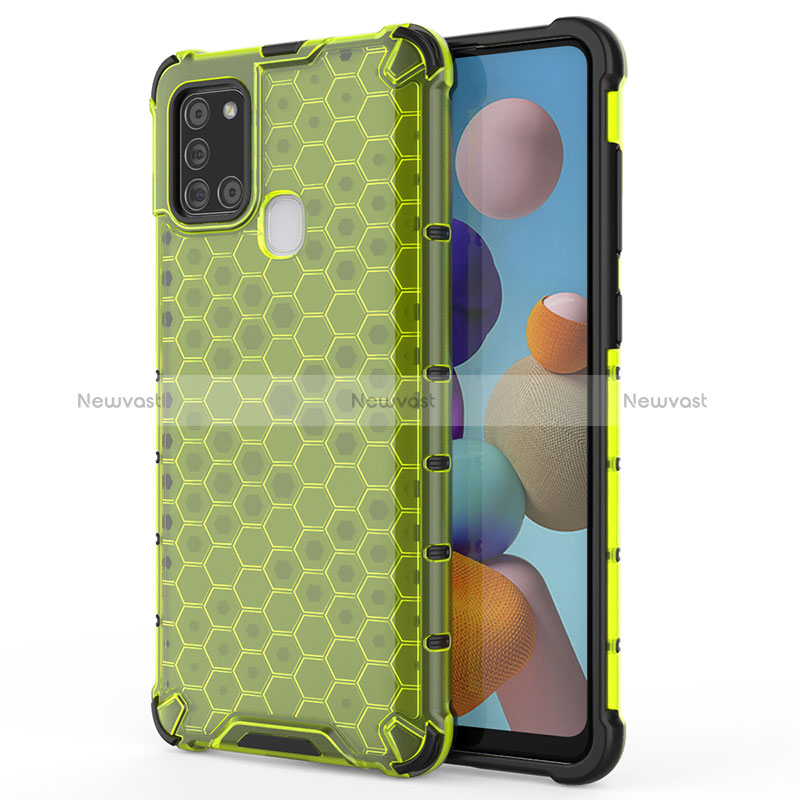 Silicone Transparent Frame Case Cover 360 Degrees AM1 for Samsung Galaxy A21s Green