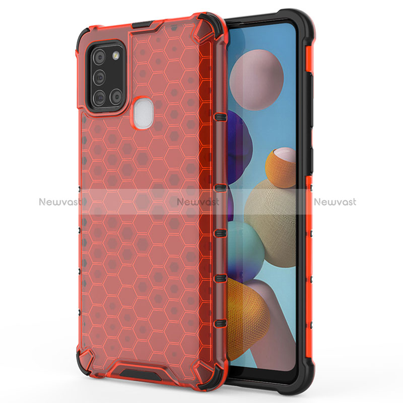 Silicone Transparent Frame Case Cover 360 Degrees AM1 for Samsung Galaxy A21s Red