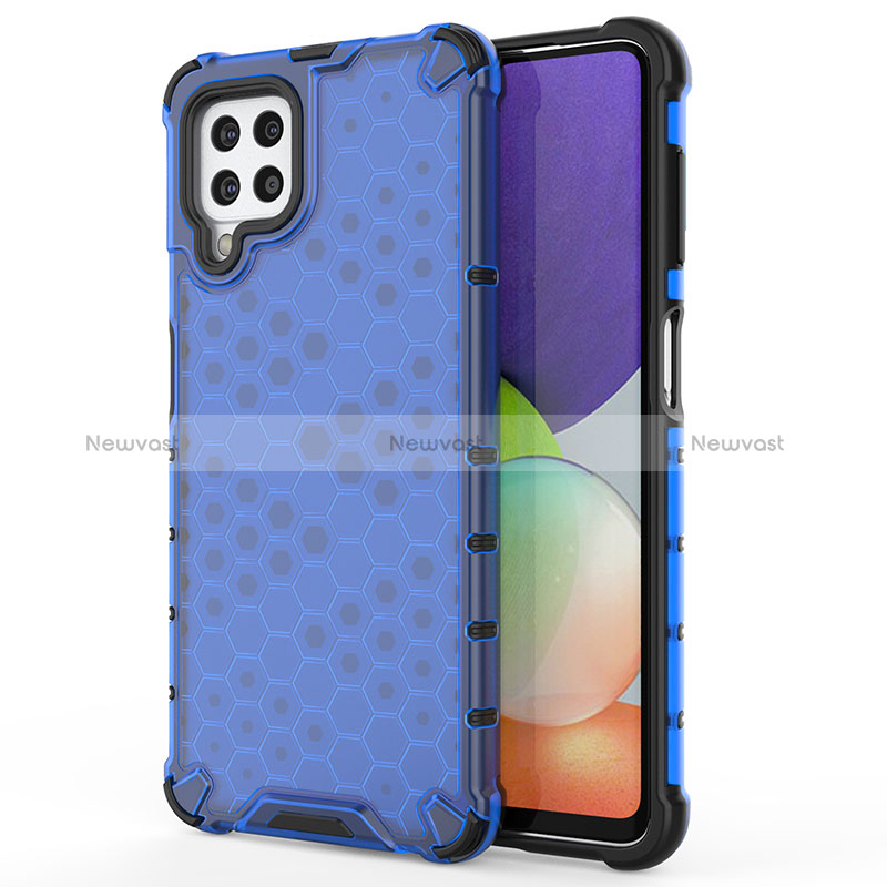 Silicone Transparent Frame Case Cover 360 Degrees AM1 for Samsung Galaxy A22 4G Blue