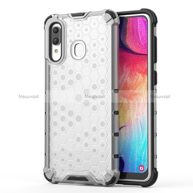 Silicone Transparent Frame Case Cover 360 Degrees AM1 for Samsung Galaxy A30 White