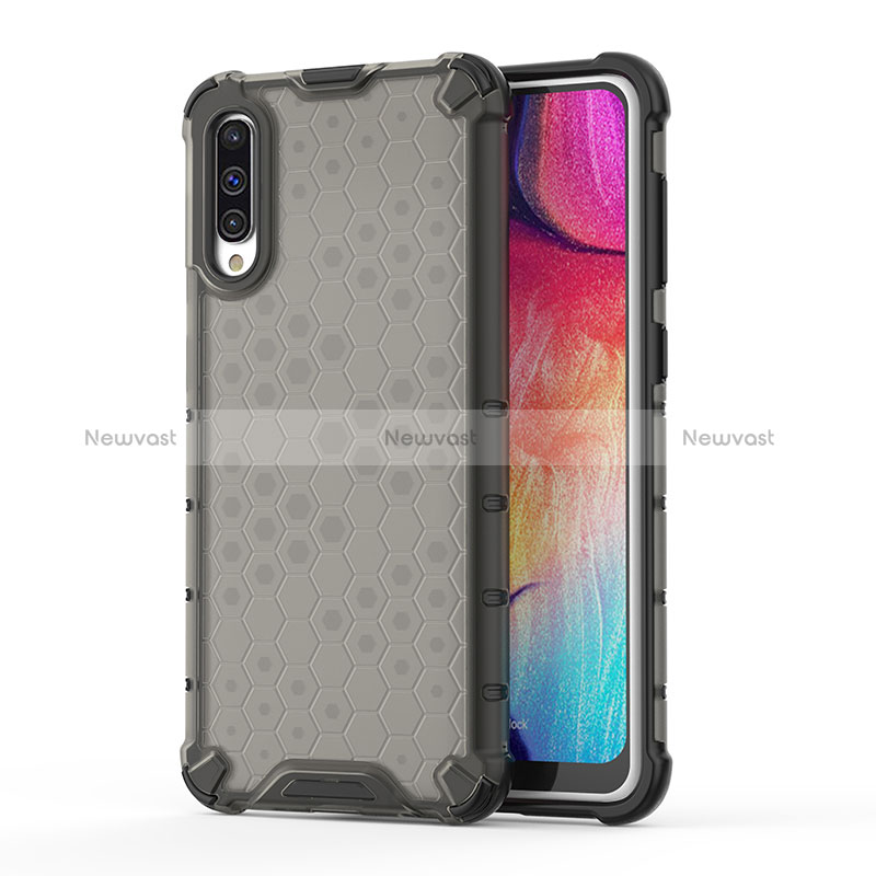 Silicone Transparent Frame Case Cover 360 Degrees AM1 for Samsung Galaxy A30S Black