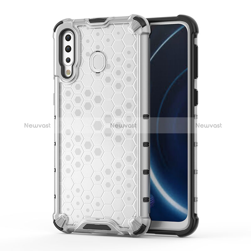 Silicone Transparent Frame Case Cover 360 Degrees AM1 for Samsung Galaxy A40s White