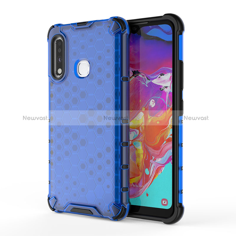 Silicone Transparent Frame Case Cover 360 Degrees AM1 for Samsung Galaxy A70E Blue