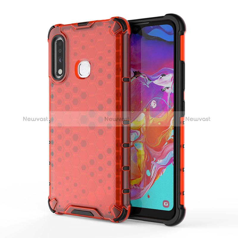 Silicone Transparent Frame Case Cover 360 Degrees AM1 for Samsung Galaxy A70E Red