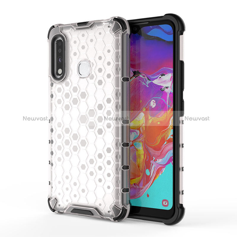 Silicone Transparent Frame Case Cover 360 Degrees AM1 for Samsung Galaxy A70E White