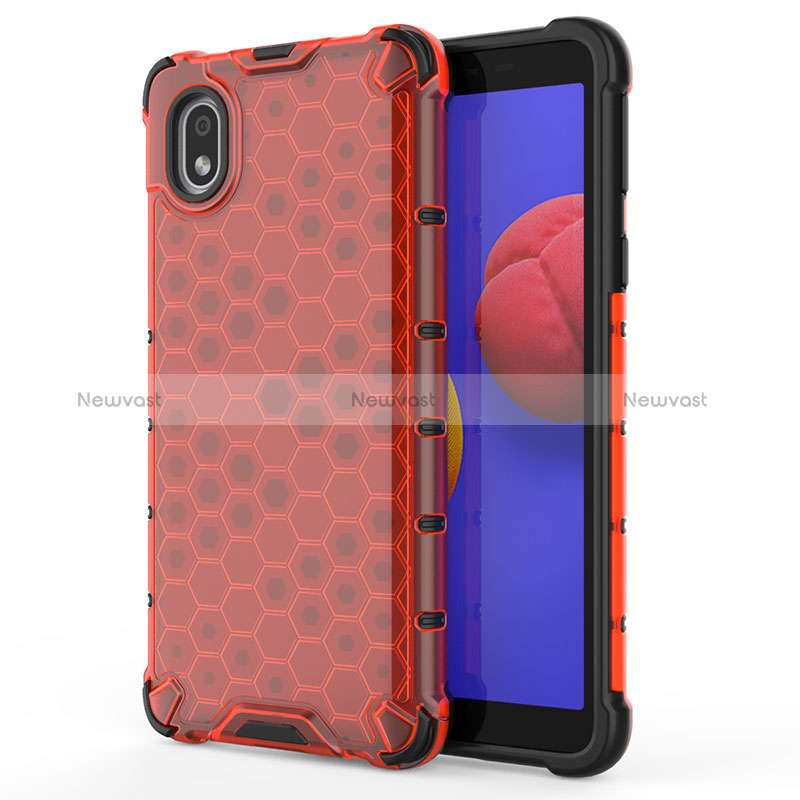 Silicone Transparent Frame Case Cover 360 Degrees AM1 for Samsung Galaxy M01 Core Red