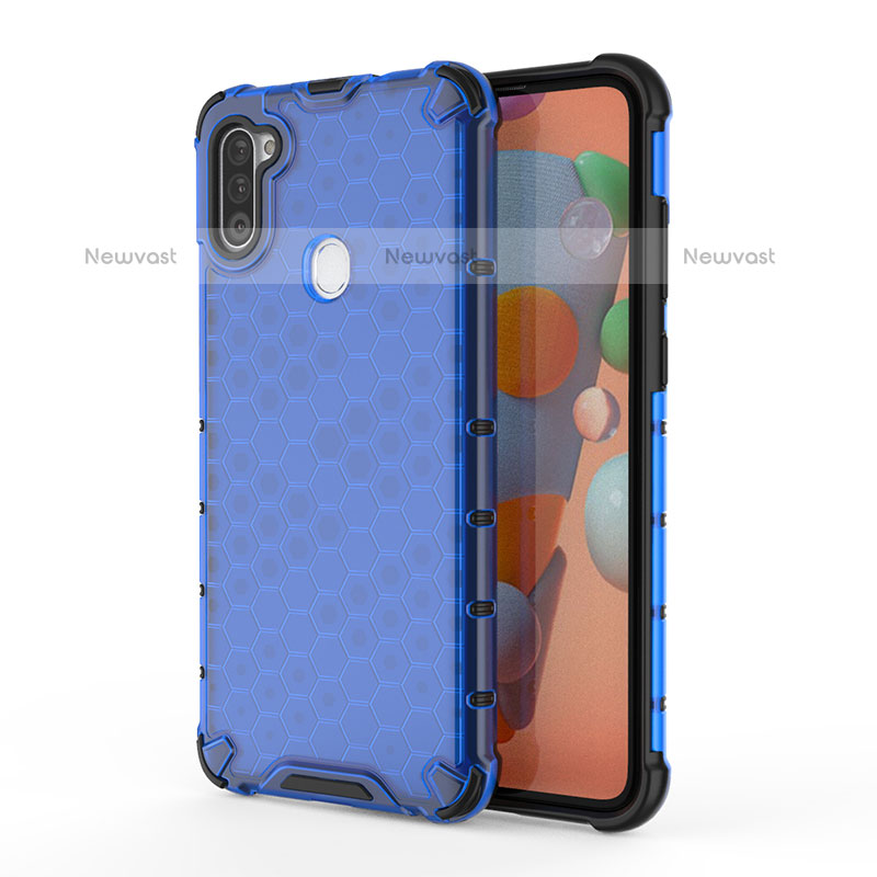 Silicone Transparent Frame Case Cover 360 Degrees AM1 for Samsung Galaxy M11 Blue