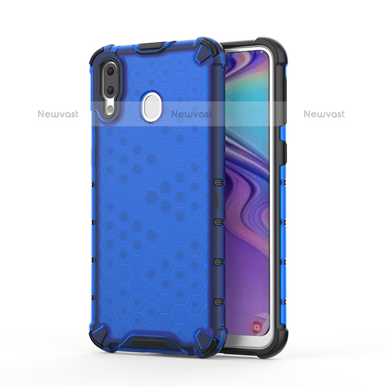 Silicone Transparent Frame Case Cover 360 Degrees AM1 for Samsung Galaxy M20 Blue