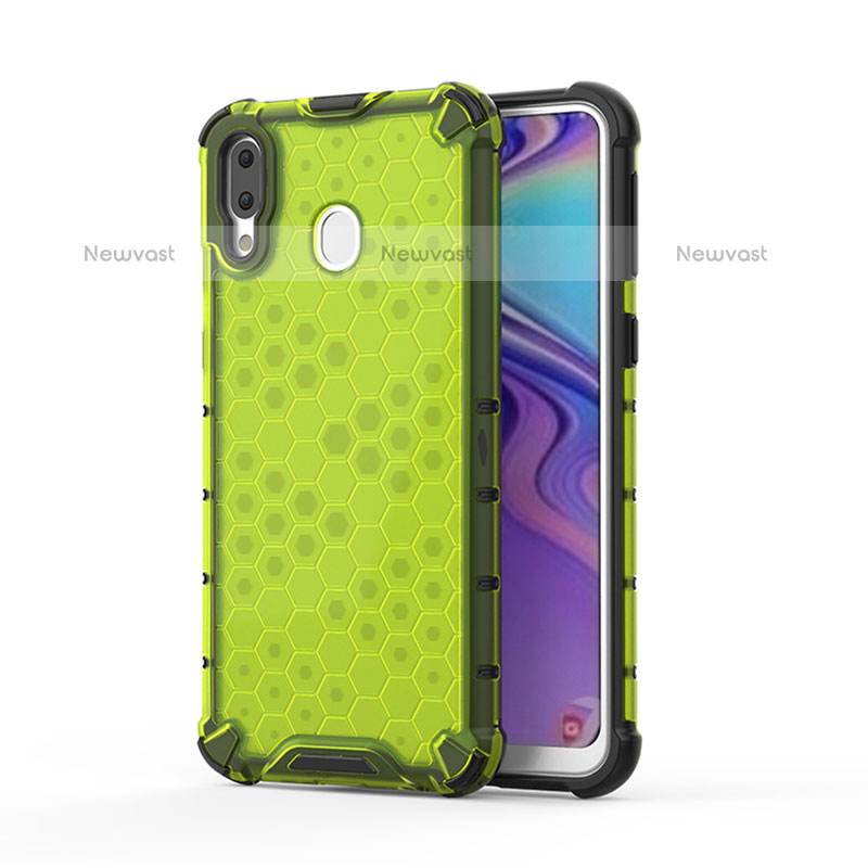 Silicone Transparent Frame Case Cover 360 Degrees AM1 for Samsung Galaxy M20 Green