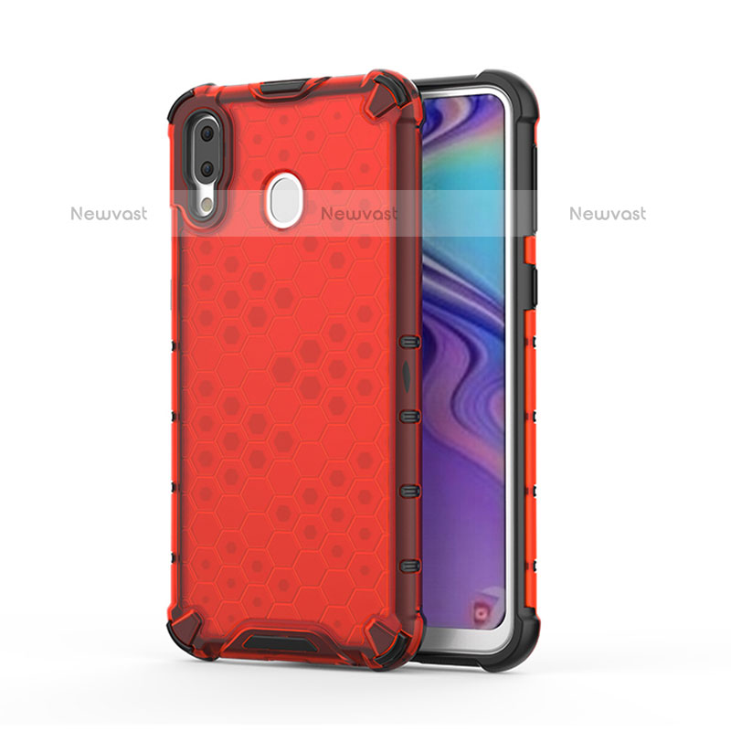 Silicone Transparent Frame Case Cover 360 Degrees AM1 for Samsung Galaxy M20 Red