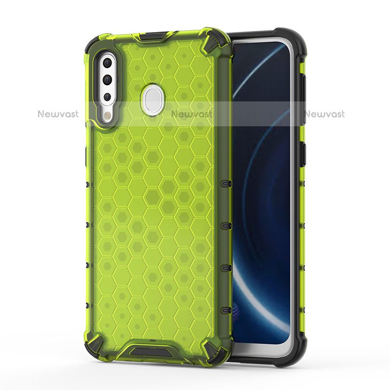 Silicone Transparent Frame Case Cover 360 Degrees AM1 for Samsung Galaxy M30 Green