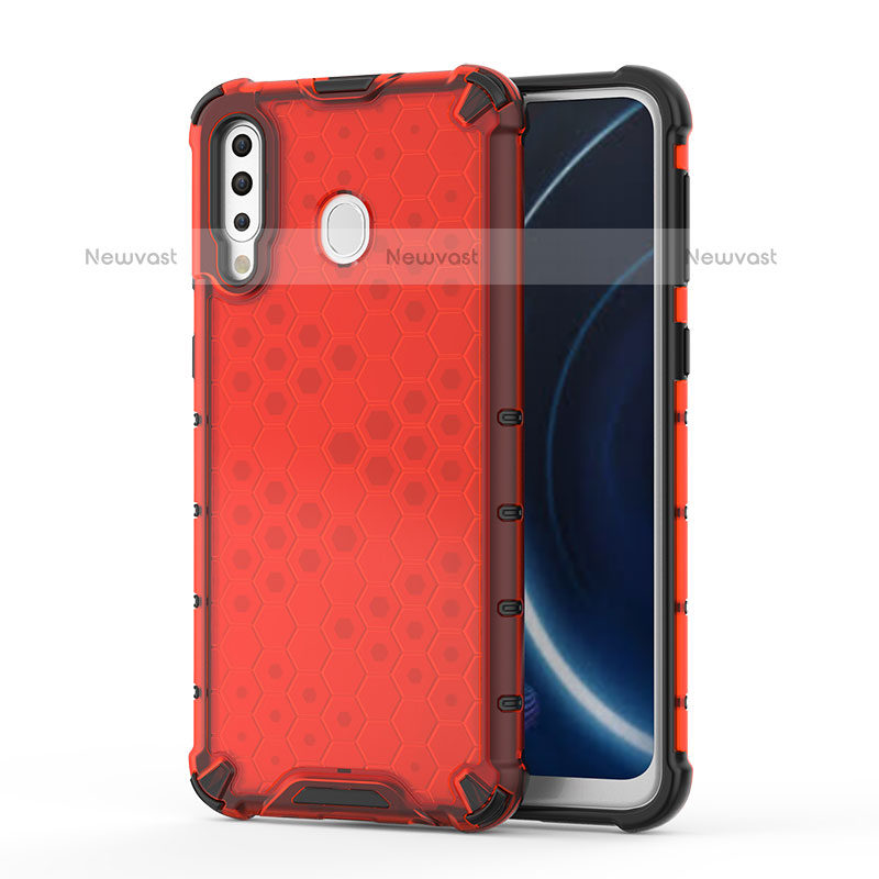 Silicone Transparent Frame Case Cover 360 Degrees AM1 for Samsung Galaxy M30 Red