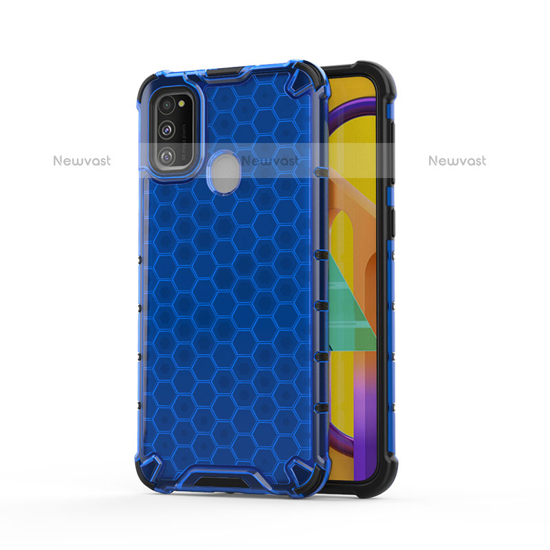 Silicone Transparent Frame Case Cover 360 Degrees AM1 for Samsung Galaxy M30s Blue