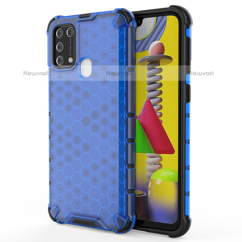 Silicone Transparent Frame Case Cover 360 Degrees AM1 for Samsung Galaxy M31 Blue