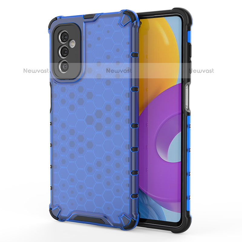 Silicone Transparent Frame Case Cover 360 Degrees AM1 for Samsung Galaxy M52 5G Blue