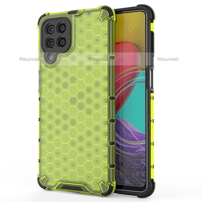 Silicone Transparent Frame Case Cover 360 Degrees AM1 for Samsung Galaxy M53 5G Green