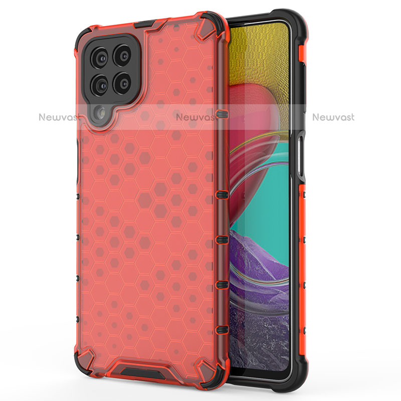 Silicone Transparent Frame Case Cover 360 Degrees AM1 for Samsung Galaxy M53 5G Red