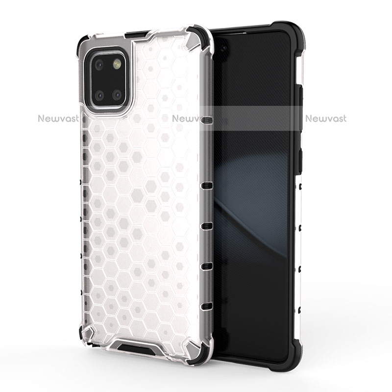 Silicone Transparent Frame Case Cover 360 Degrees AM1 for Samsung Galaxy Note 10 Lite White