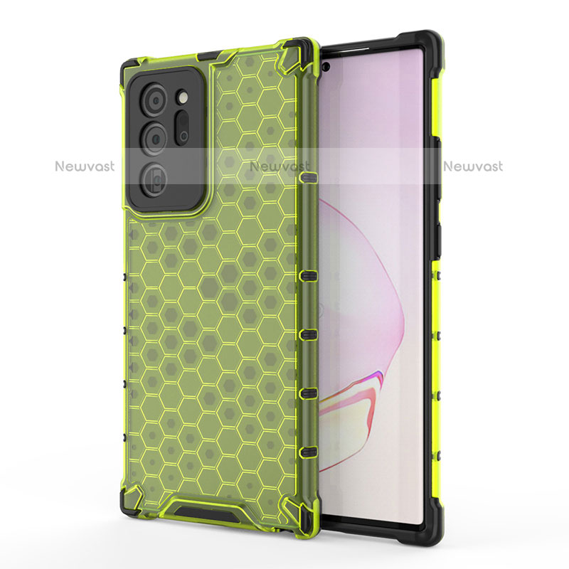 Silicone Transparent Frame Case Cover 360 Degrees AM1 for Samsung Galaxy Note 20 Ultra 5G Green