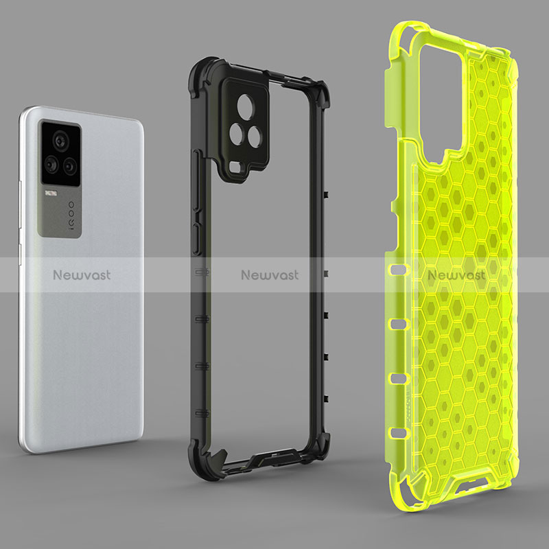 Silicone Transparent Frame Case Cover 360 Degrees AM1 for Vivo iQOO 7 5G