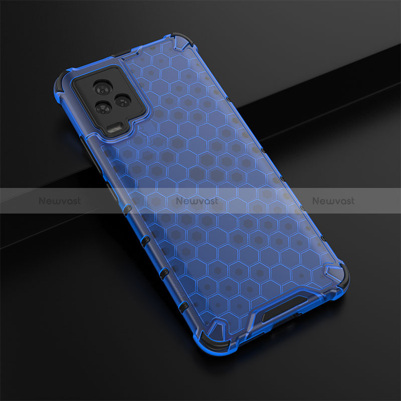 Silicone Transparent Frame Case Cover 360 Degrees AM1 for Vivo iQOO 7 5G Blue