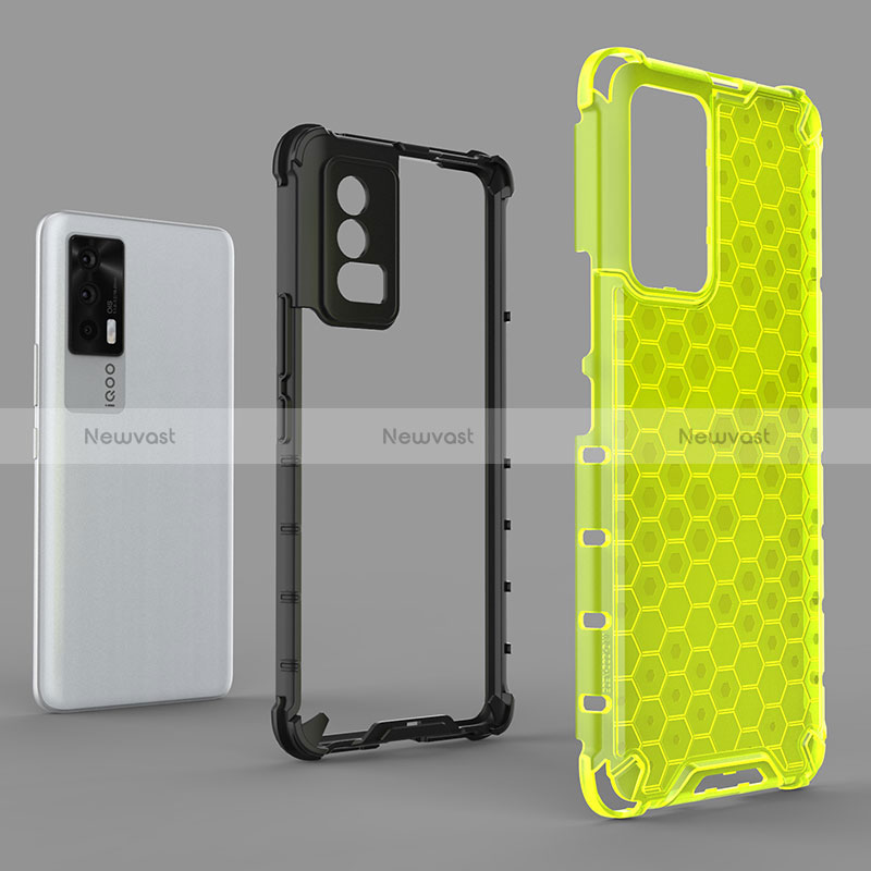 Silicone Transparent Frame Case Cover 360 Degrees AM1 for Vivo iQOO 7 India 5G