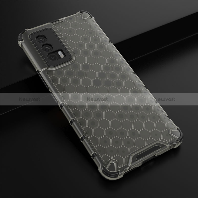 Silicone Transparent Frame Case Cover 360 Degrees AM1 for Vivo iQOO 7 India 5G Black