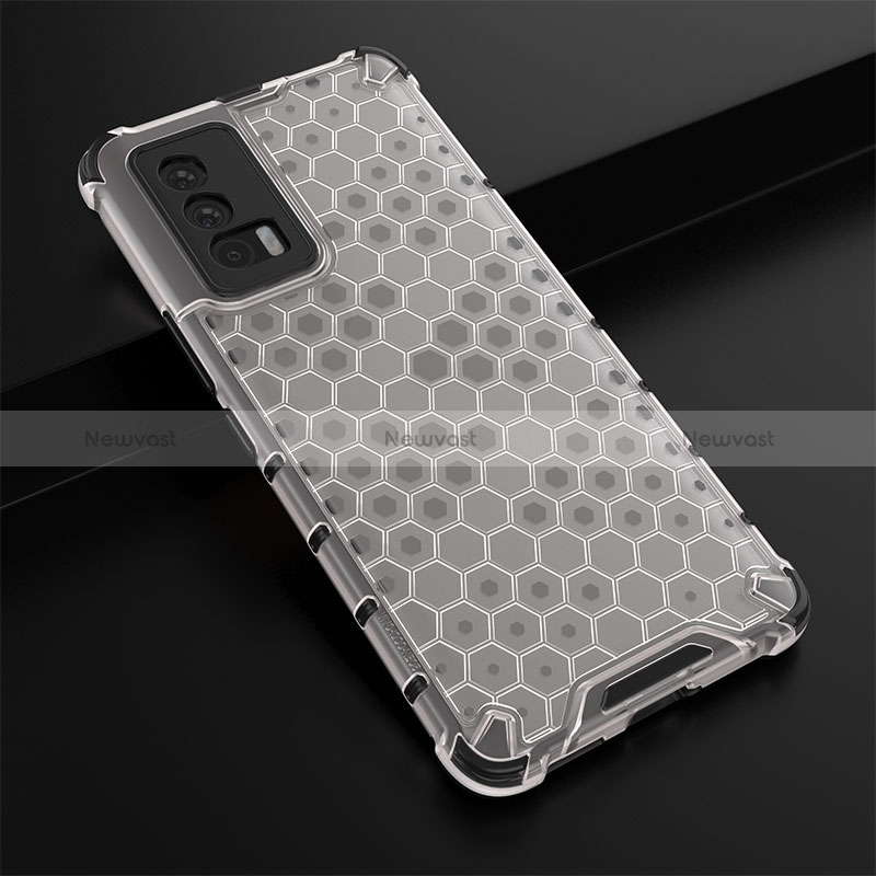 Silicone Transparent Frame Case Cover 360 Degrees AM1 for Vivo iQOO 7 India 5G White