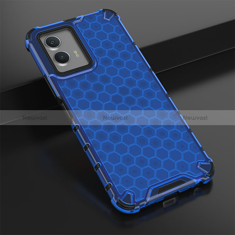 Silicone Transparent Frame Case Cover 360 Degrees AM1 for Vivo iQOO U5 5G Blue