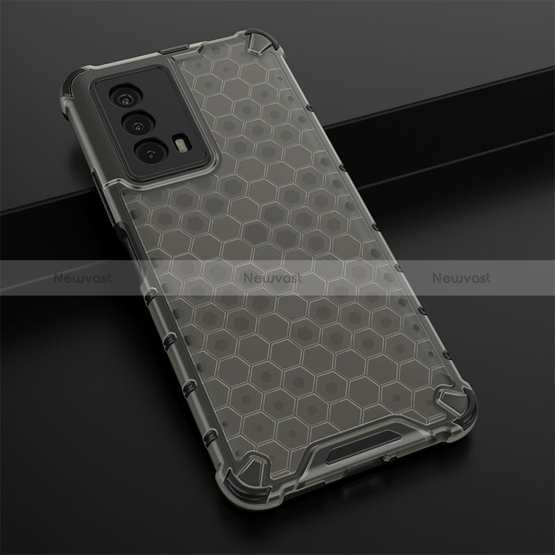 Silicone Transparent Frame Case Cover 360 Degrees AM1 for Vivo iQOO Z5 5G Black