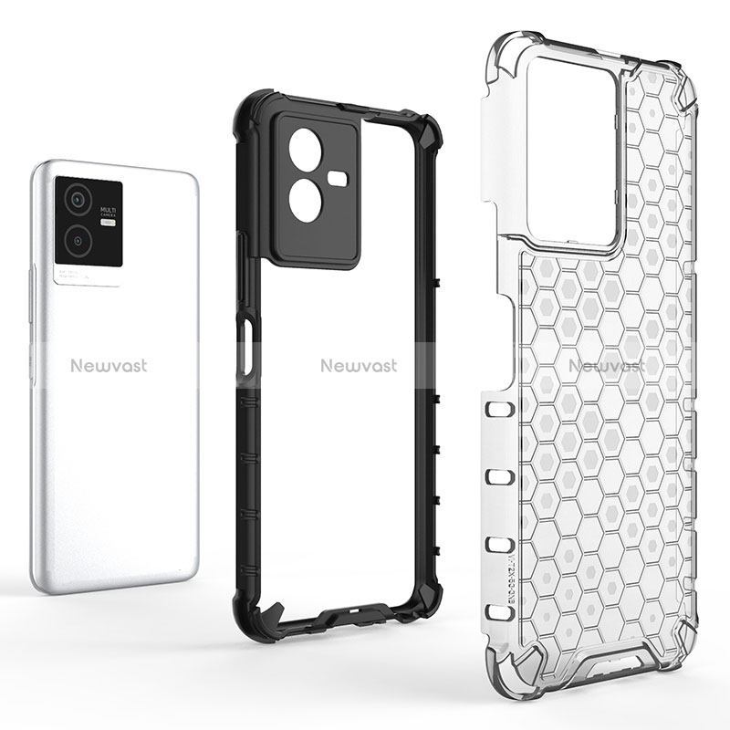 Silicone Transparent Frame Case Cover 360 Degrees AM1 for Vivo iQOO Z6x