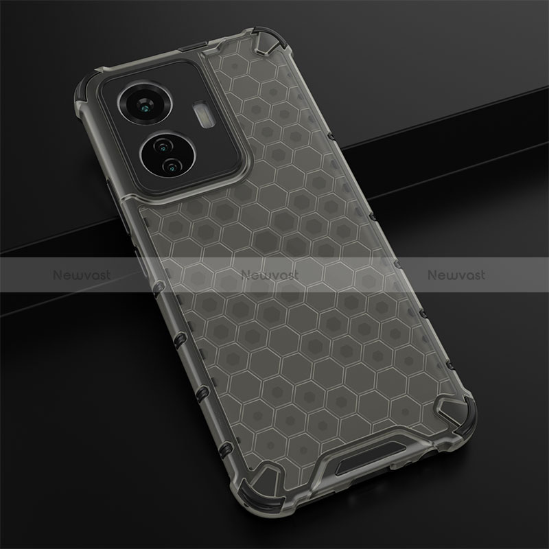 Silicone Transparent Frame Case Cover 360 Degrees AM1 for Vivo T1 4G Black