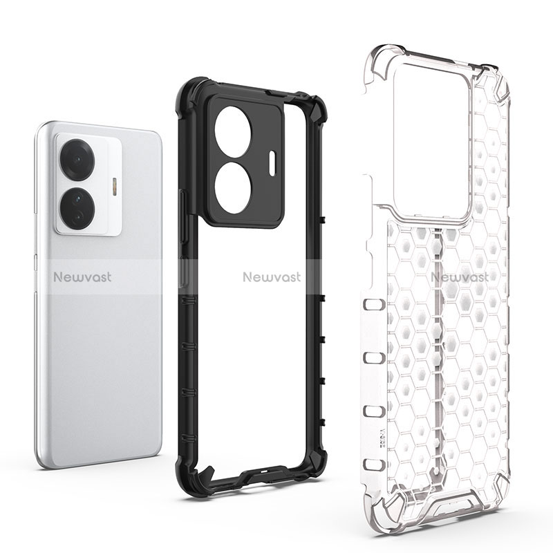 Silicone Transparent Frame Case Cover 360 Degrees AM1 for Vivo T1 5G