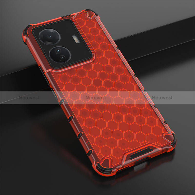 Silicone Transparent Frame Case Cover 360 Degrees AM1 for Vivo T1 5G Red