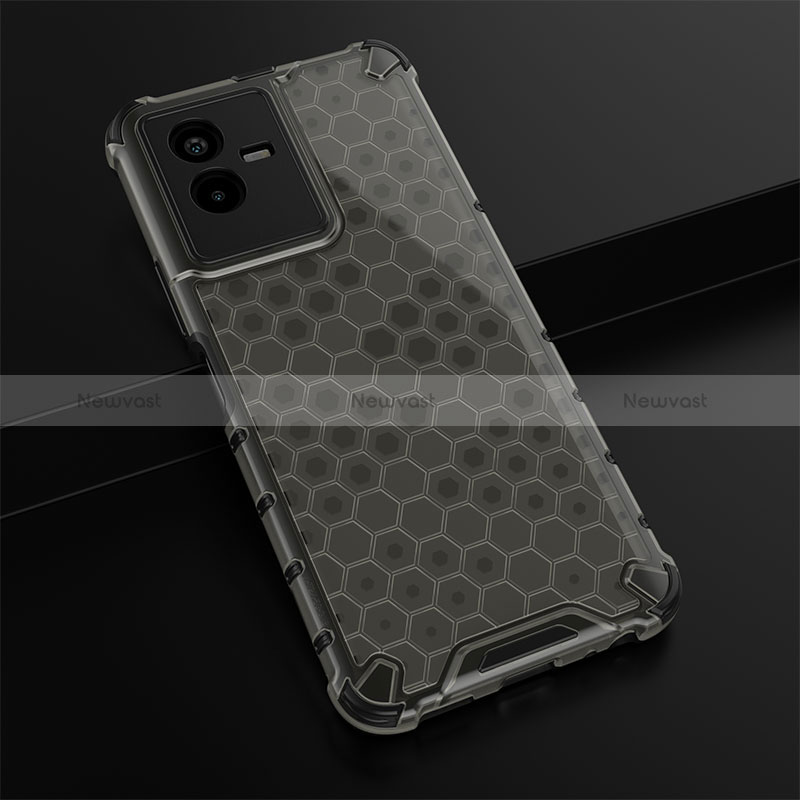 Silicone Transparent Frame Case Cover 360 Degrees AM1 for Vivo T2x 5G