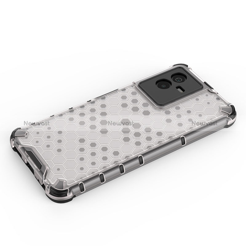 Silicone Transparent Frame Case Cover 360 Degrees AM1 for Vivo T2x 5G