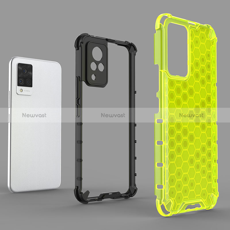 Silicone Transparent Frame Case Cover 360 Degrees AM1 for Vivo V21 5G