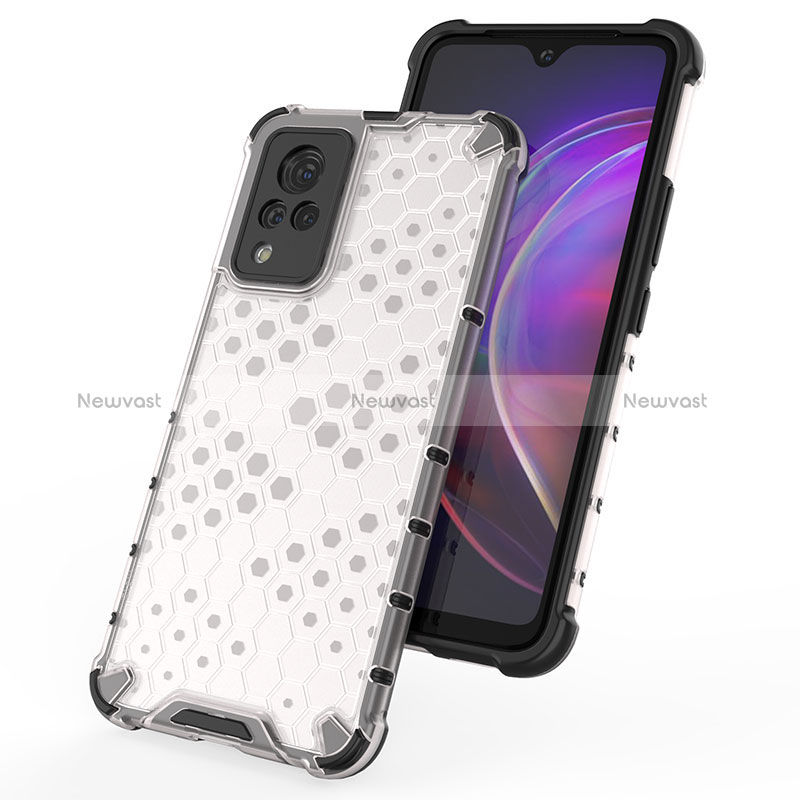 Silicone Transparent Frame Case Cover 360 Degrees AM1 for Vivo V21 5G