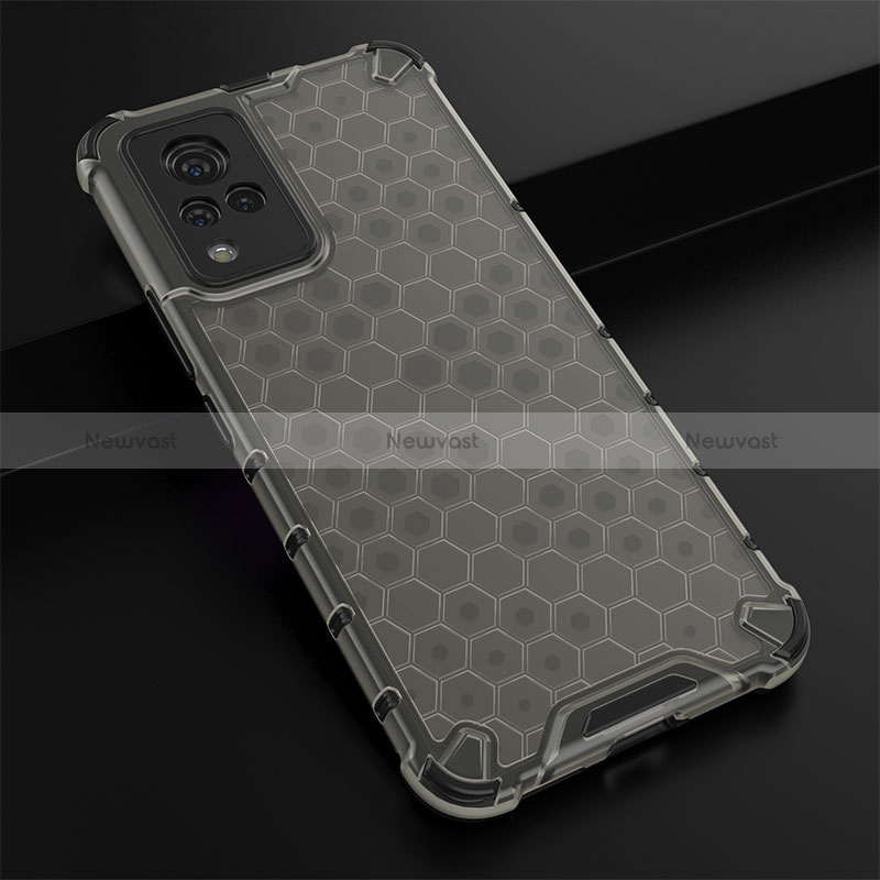 Silicone Transparent Frame Case Cover 360 Degrees AM1 for Vivo V21 5G Black