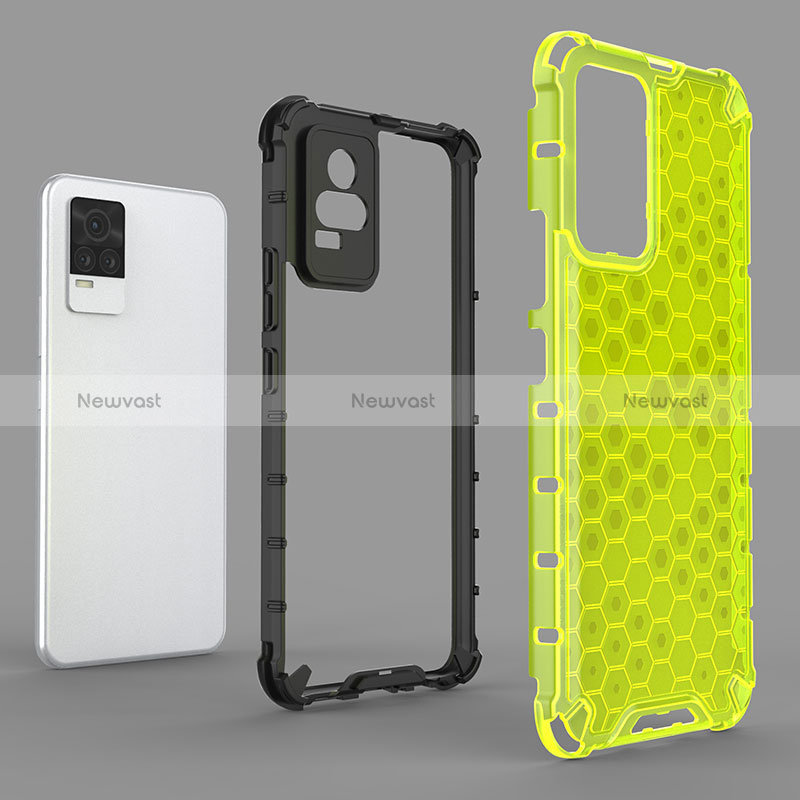 Silicone Transparent Frame Case Cover 360 Degrees AM1 for Vivo V21e 4G