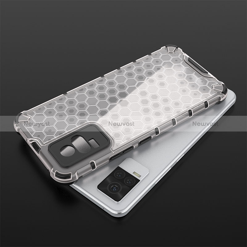 Silicone Transparent Frame Case Cover 360 Degrees AM1 for Vivo V21e 4G