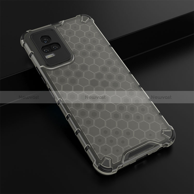 Silicone Transparent Frame Case Cover 360 Degrees AM1 for Vivo V21e 4G Black