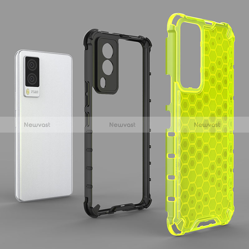 Silicone Transparent Frame Case Cover 360 Degrees AM1 for Vivo V21e 5G