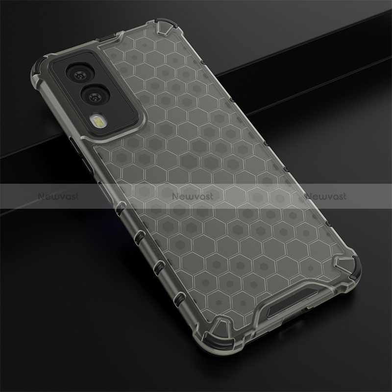 Silicone Transparent Frame Case Cover 360 Degrees AM1 for Vivo V21e 5G Black